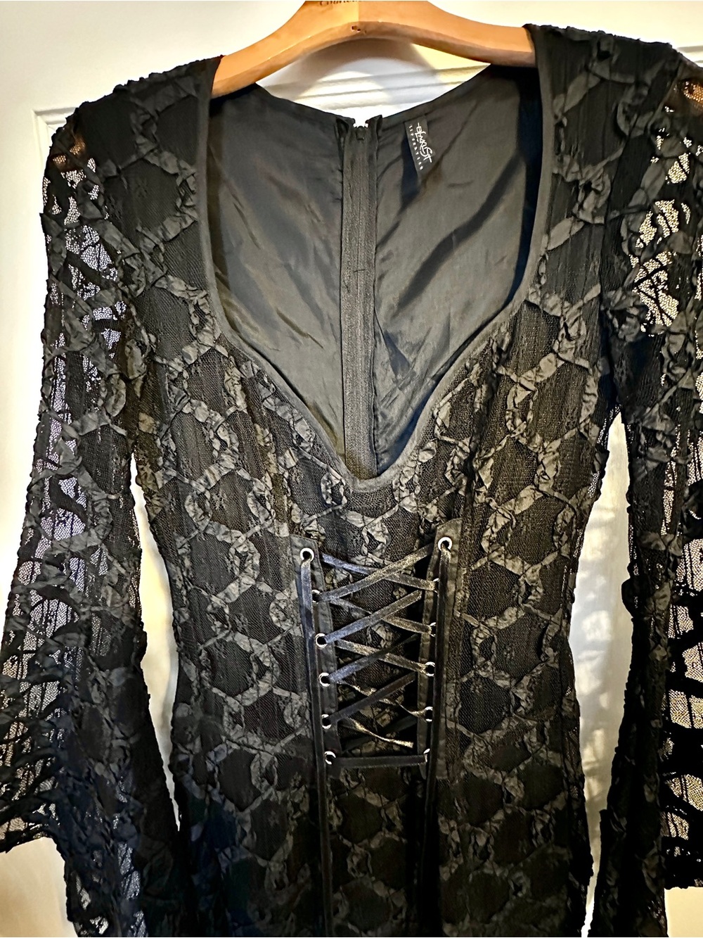 Vintage Lip Service Blacklist Corset Lace Up Dark Victorian Goth Gown - Picture 3 of 6